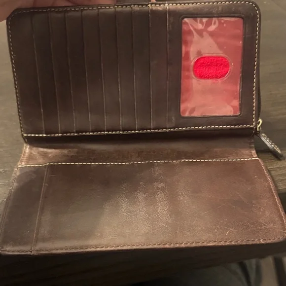 Dooney & Bourke Beige and Brown Checkered Wallet - Picture 2 of 5